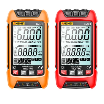 SZ02 Digitálny Multimeter Voltmeter Odpor Kapacita Temp Tranzistor Tester Meter Červená Oranžová Multímetro Digitálne Profissional
