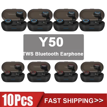10Pcs Y50 TWS Bezdrôtové Slúchadlá Bluetooth 5.0 Slúchadlá Stereo Headset Touch Slúchadlá s Mikrofónom Plnenie Okno Veľkoobchod