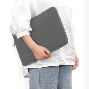FONKEN Laptop Taška pre Macbook Air 13 M1 Prípade Khaki Sivá Dual na Zips, Podšívka Rukávov 11 13 15 Palcový Notebook, Pu Pena Chráni Kryt