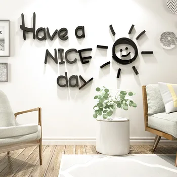 3D Pekný deň Akryl Zrkadlový efekt DIY Stenu, Nálepky Dizajn pre obývacia izba Materskej deti miestnosti Dekorácie