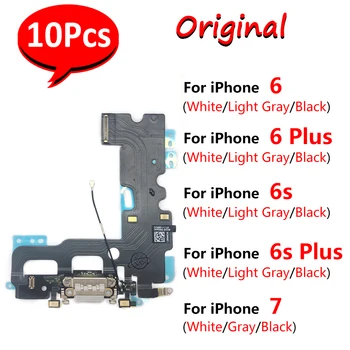 10Pcs，100% Originálne USB Nabíjačka Dock Konektor Konektor Nabíjania Rada Port, Mikrofón Flex Pre iPhone 6 6 7 Plus Rýchle nabíjanie
