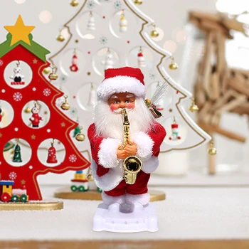 Ranu Saxofón Elektrické Hudobné Santa Claus Bábika Spev, Tanec Vianočné Ozdoby na detské Hračky Strany Miestnosti Dekorácie