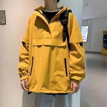 Techwear bunda 2022 Hong Kong štýl pol zips pulóver mikiny pánske kapucňou trendy plus veľkosť jar jeseň high street kabát