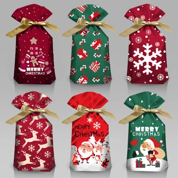 10pcs Santa Darček Taška Candy Tašky Snowflake Ostrý Šnúrkou Taška 2022 Veselé Vianočné Dekorácie pre Domov Nový Rok Noel Darčeky