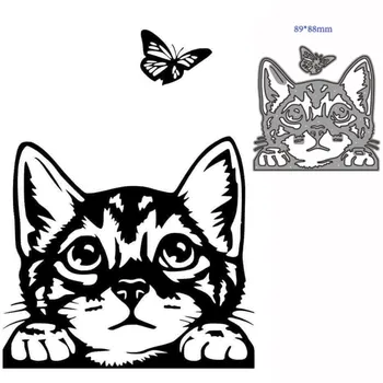 Rezanie kovov Zomrie Rez Formy Zvierat mačka a motýľ Dekorácie Zápisník Papier Plavidlá Nôž Plesne Čepeľ Punč Blany