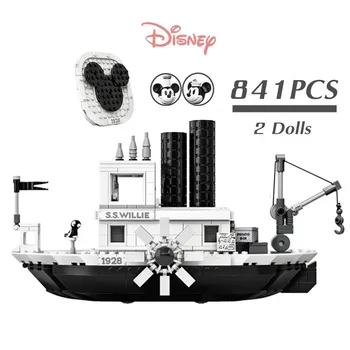 Disney 21317 Nápad Mickeyed Steamboat Film Willie Tvorcovia Stavebným Tehly Hračka Detí Modelu Deti Vianočný Darček K Narodeninám