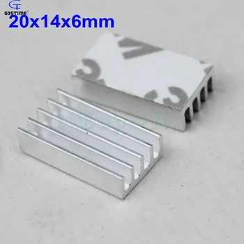 500pcs Gdstime 20 mm x 14 mm x 6 mm Extrudovaný Vysoký Výkon Hliníkové Led Chladič 20x14x6mm Radiátor pre Elektronický čip s 3M Páska