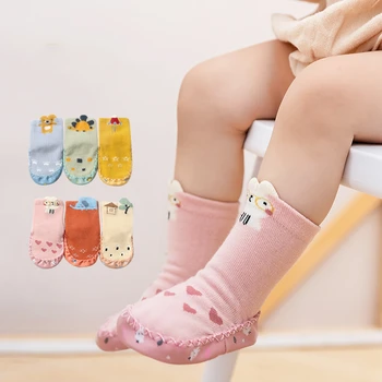 Nové Batoľa Krytý Ponožky, Topánky Novorodenca Ponožky Zimné Hrubé Froté Bavlny Baby Girl Ponožka s Gumovou Podrážkou Dieťa Zvierat Ponožka
