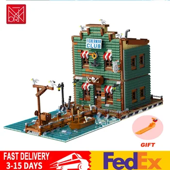 Kompatibilné s Lego Sady Domu na Ulicu Mesta Architektúry Model Rybár Klub Modulovej Stavebné Bloky, Hračky pre deti, Darčeky