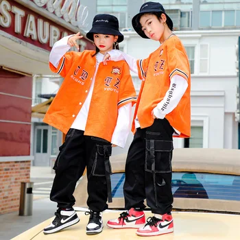 Chlapci Hip Hop Krátky Rukáv Bunda Cargo Nohavice Dievčatá Baseball Uniformy joggers Dieťa Street Dance Oblečenie Nastaviť Deti Jazz Streetwear 1