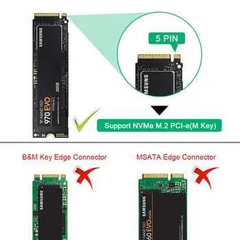 M. 2 NVME USB 3.1 Adaptér M-Key M. 2 NGFF NVME Na USB Čítačku pamäťových Kariet s USB 3.1 Gen 2 Most Čip S 10 gb / S Pre 2242/2260/2280 1