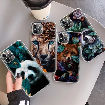 Panda Líška, Mačka V Džungli Kremíka Hovoru Telefón puzdro Pre Apple iPhone 11 13 14 Pro Max 12 Mini 7 Plus 6 X XR XS 8 6S SE 5S Kryt 1