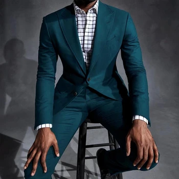 2022 Nové Módne Jedno Tlačidlo Svadobné Tuxedos Ženícha Muži Obleky Groomsmen Formálne Obleky (Bunda+Nohavice+Kravatu) 1