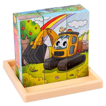 3D Kocky Drevené Skladačky Puzzle Detí Šesť-stranný Dreva Blok poleno Deti Montessori Vzdelávania, Vzdelávacie Hračky, Zábavné Hry 1