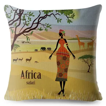 Afrika Primitívne Portrét Zvierat Hodiť Vankúš 45*45 cm Štvorcových Vankúše Bielizeň, Vankúše Prípadoch Domova Vankúš 2
