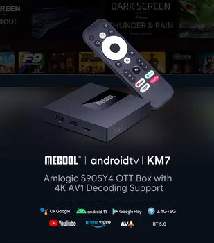 Mecool KM7 Amlogic S905Y4 ATV Box LPDDR4 Android 11 4 GB 64 GB Dual WIFI Certifikované spoločnosťou Google 2G 16 G Podpora 4K Set-Top-Box 2