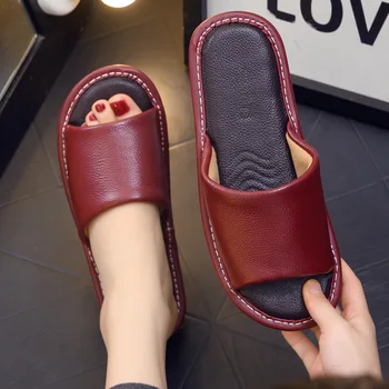 Letné Ženy Dizajnér Domov Sandále Módne Originálne Kožené Sklzu na Papuče Žena Designe Vnútorné Listy Ladides Mužov Flip Flops 2