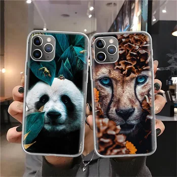 Panda Líška, Mačka V Džungli Kremíka Hovoru Telefón puzdro Pre Apple iPhone 11 13 14 Pro Max 12 Mini 7 Plus 6 X XR XS 8 6S SE 5S Kryt 2