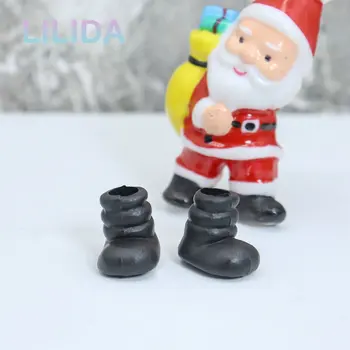 24Pcs Mini Klaun Topánky Bábika Topánky Snehuliak Topánky Santa Čierneho Plastu DIY Bábika Topánky Bežné Bábkové Topánky Domáce Dekorácie Vianoce 3