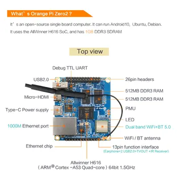 4pcs Orange Pi Nula 2 Vývoj Doska 1GB RAM a Quad-Core DDR3 Bluetooth-kompatibilné 5.0 Dual-band WIFI Open Source Jednej Palube 3