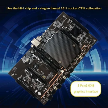 BTC Ťažba Doske X79 H61+E5 2609 V2 CPU 5X PCI-E 8X LGA 2011 DDR3 Podporu 3060 3080 GPU pre BTC Banské Banské 3