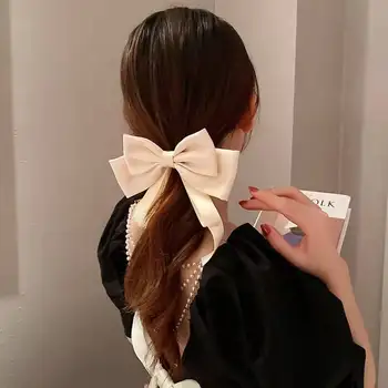 Kórejský Módy Veľký Luk Vlasy Klip pre Ženy, Dievčatá Elegantné Dlhé pásiky Jar sponky do vlasov Vlasové Doplnky Copu Barrette Dary 4