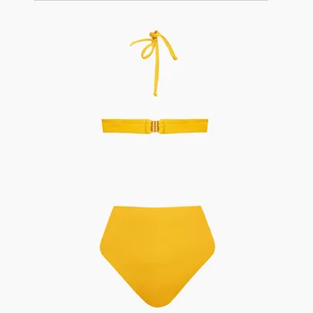 Móda Jednofarebné Plavky S Uväzovaním Za Odpojenie Bikini Jeden Kus Backless Sexy Slim Elegantné Plavky String Popruh Plaviek Push Up 2022 4