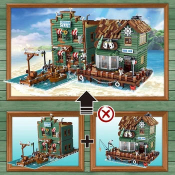 Kompatibilné s Lego Sady Domu na Ulicu Mesta Architektúry Model Rybár Klub Modulovej Stavebné Bloky, Hračky pre deti, Darčeky 4