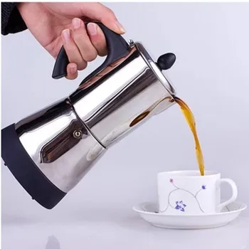 6cups/300 ml Elektrický kávovar 304 Nerezovej Ocele Hrnce Moka Hrniec Mocha coffe Stroj v60 Filtra Kávy Espresso Maker 5