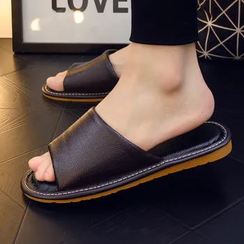 Letné Ženy Dizajnér Domov Sandále Módne Originálne Kožené Sklzu na Papuče Žena Designe Vnútorné Listy Ladides Mužov Flip Flops 5