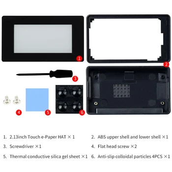 2.13 palcový SPI Dotykový Displej E-Papier Papier E-Ink Displej Modul KLOBÚK Starter kit pre Raspberry Pi Nula 2 W WH 250×122 s ABS Prípade 5