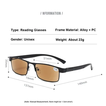 Ahora Muži Čítanie Slnečné Okuliare Reader Pre Mužov 2022 Módne Kovové Presbyopia Okuliare Slnečné Okuliare S Diopter +1.0 1.5 2.0 2.5 3.0 5