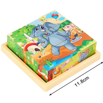 3D Kocky Drevené Skladačky Puzzle Detí Šesť-stranný Dreva Blok poleno Deti Montessori Vzdelávania, Vzdelávacie Hračky, Zábavné Hry 5